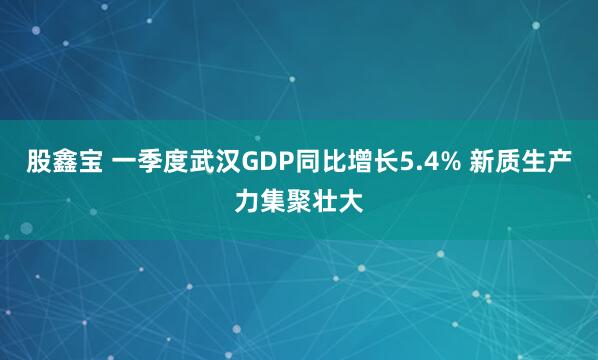 股鑫宝 一季度武汉GDP同比增长5.4% 新质生产力集聚壮大